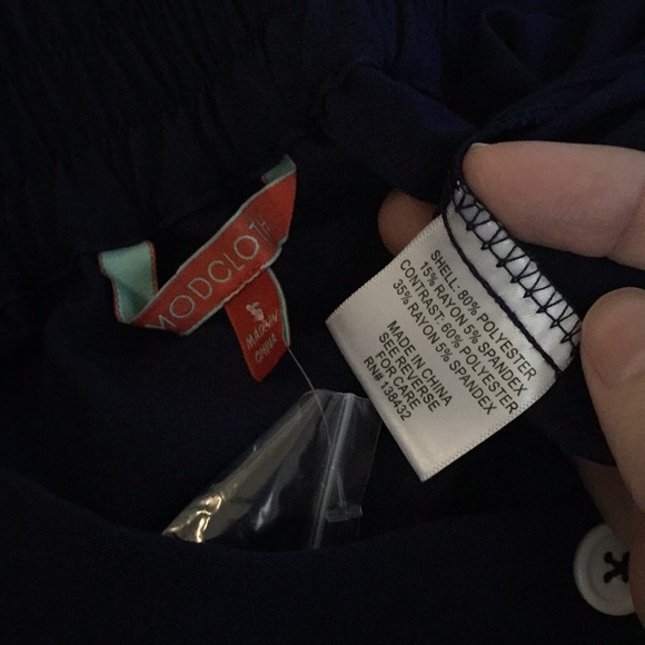 NWOT ModCloth Navy Blue White Trim Midi Skirt New - Picture 7 of 7